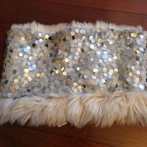 Loft Sequin & Faux Fur Neck Scarf